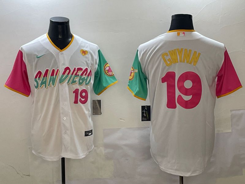 Men San Diego Padres #19 Gwynn White City Edition 2025 Nike MLB Jersey style 4->san diego padres->MLB Jersey